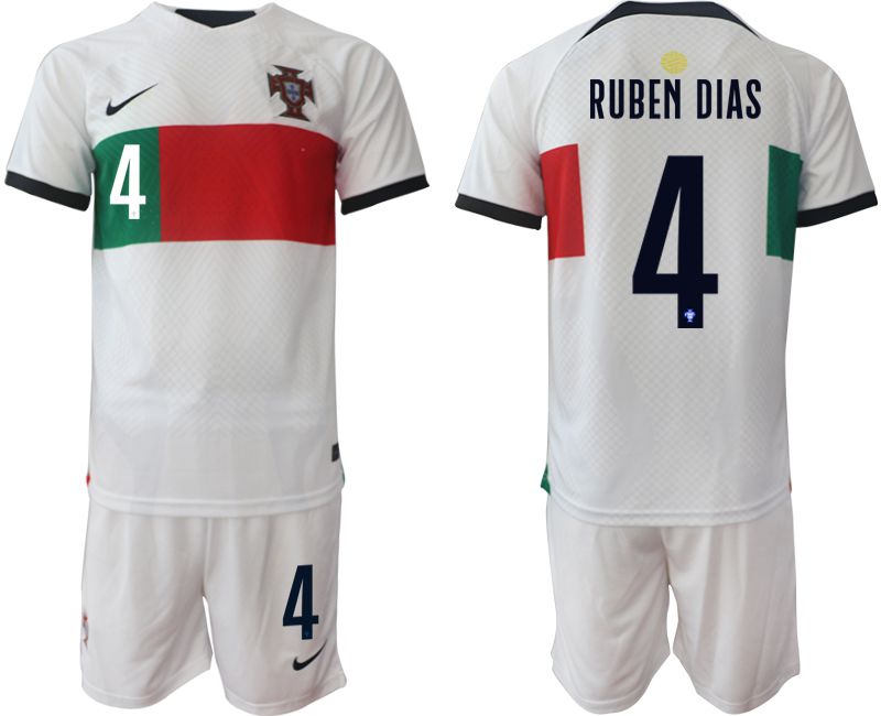 Men 2022 World Cup National Team Portugal away white #4 Soccer Jerseys->portugal jersey->Soccer Country Jersey